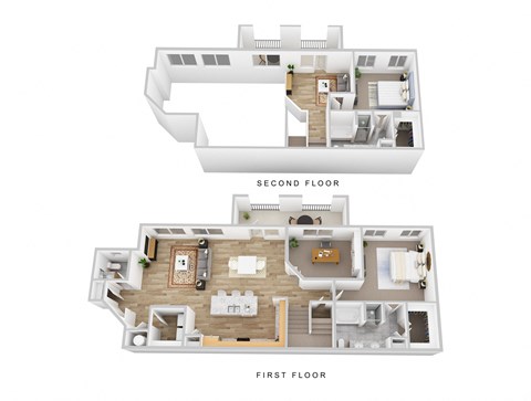 Floor plan for 2 beds, 2.5 baths, 1932 sqft